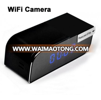 Night vision long distance wireless mini wifi camera clock support IOS Android APP (DW-T16)